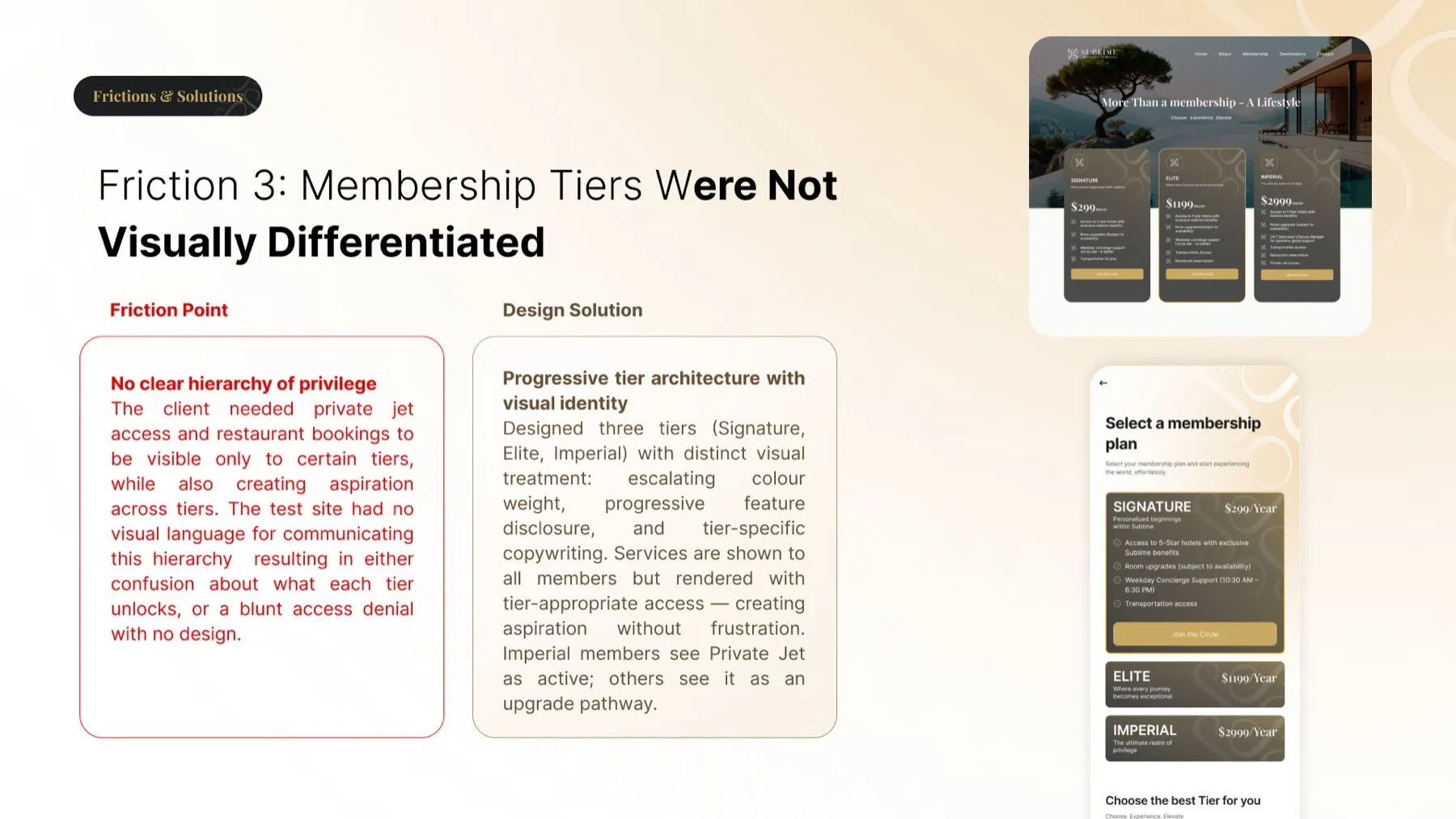 Friction 3, membership tiers were not visually differentiated